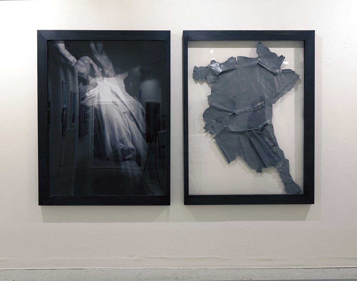 Archival Pigment Print B&W photograph and Floating Engraved Metal Sheet - 98x60 (framed )