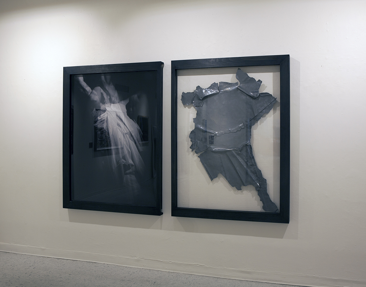 Archival Pigment Print B&W photograph and Floating Engraved Metal Sheet - 98x60 (framed )